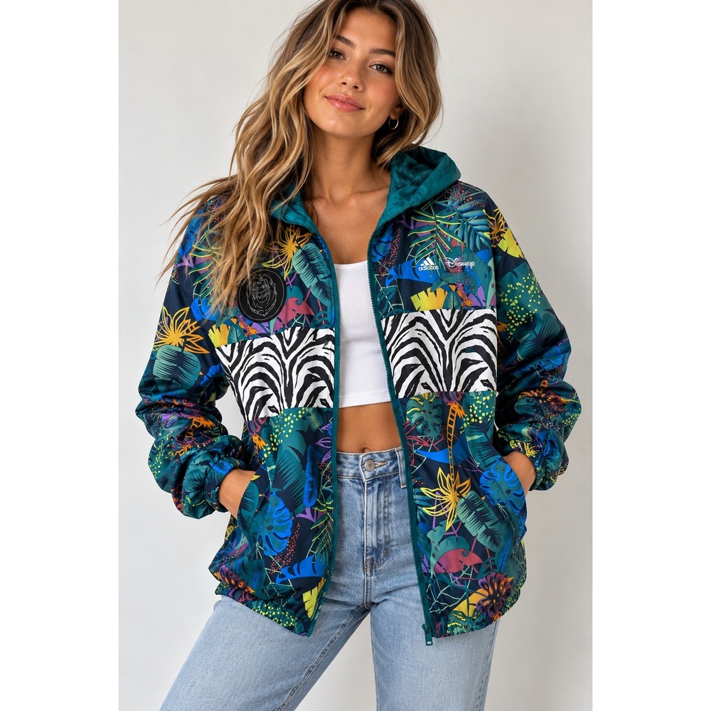 Adidas Disney Lion King Windbreaker Youth XL Tropical HA6576 will fit Adult S/XS